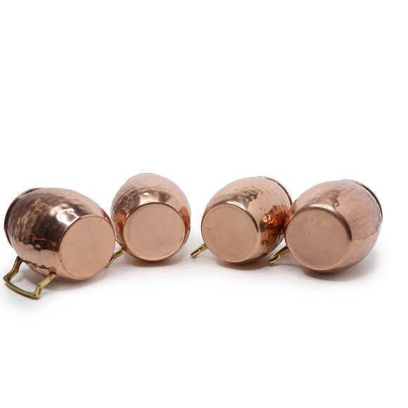 Copper Moscow Mule Mug Set - Hammered Finish 4-Piece Bar Decor Drink Cocktail - Picture 5 of 11